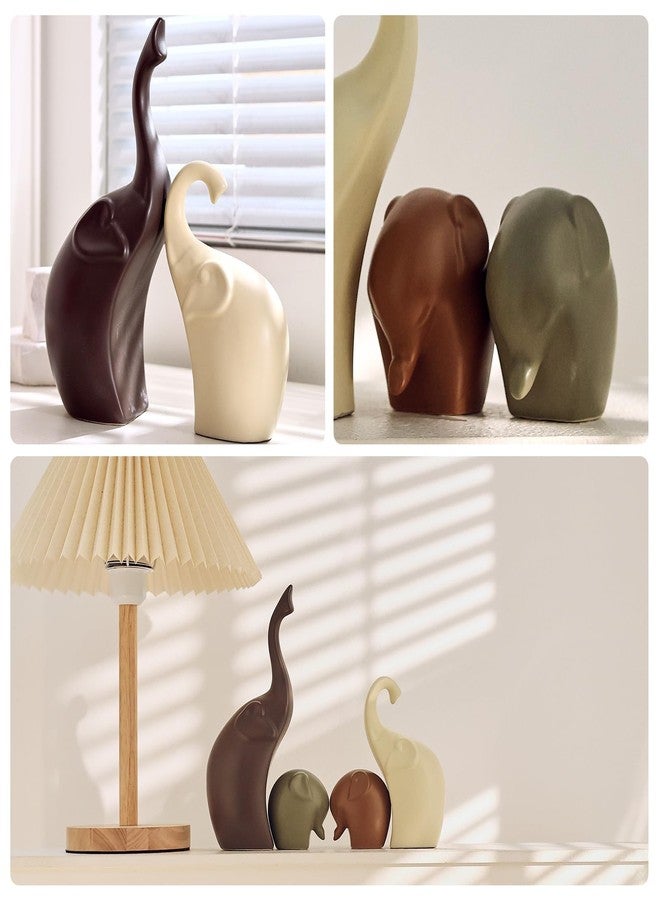 EABOSON Ceramic Modern Art 4 Pcs Elephant Statue Decorations for Home, Office, Living Room, Bedroom - Creative Sculptures Home Decor for Bookshelf, Desk - Collectible Figurines As Gifts for Family - Image 5